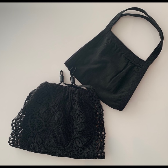 Black Lace Face Mask + BONUS cotton face mask - Picture 1 of 5